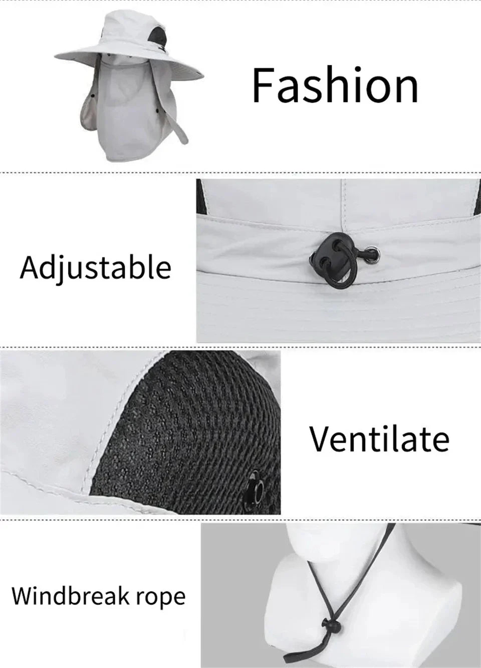 2024Adjustable Outdoor Fishing Hat Sunscreen Protection Breathable Sunshade Foldable Men Women Hiking Camping Casual Fishing Cap