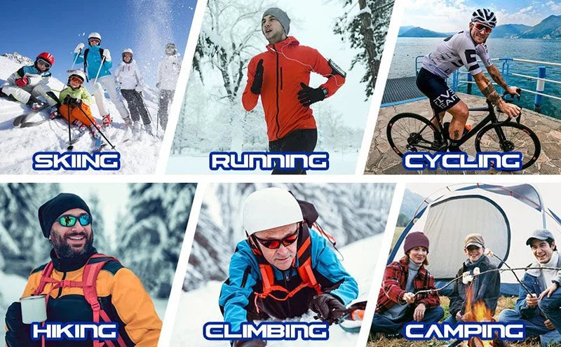 Cold Proof and Warm Outdoor Sports Headcover Fleece Ski Cap Riding Cap Running Hats Cycling Skull Caps for Men and Women